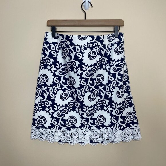 Talbots Floral Cotton A Line Skirt Size‎ 8 Modest Classic Vacation Coastal NWT - Picture 2 of 8